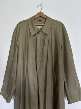 Vintage Men’s Paul Stuart Trench Rain Coat Cotton Long Length Size 52 L-XL